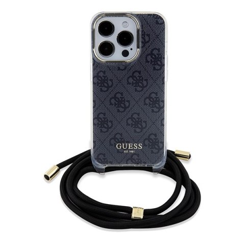 Guess nakładka do iPhone 15 Pro 6,1" GUHCP15LHC4SEK czarna HC CROSSBODY CORD 4G PRINT