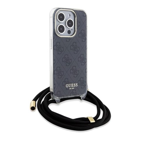 Guess nakładka do iPhone 15 Pro 6,1" GUHCP15LHC4SEK czarna HC CROSSBODY CORD 4G PRINT
