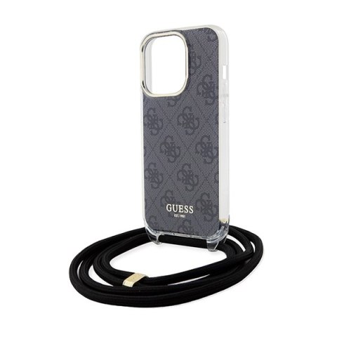 Guess nakładka do iPhone 15 Pro 6,1" GUHCP15LHC4SEK czarna HC CROSSBODY CORD 4G PRINT