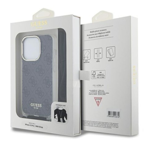 Guess nakładka do iPhone 15 Pro 6,1" GUHCP15LHC4SEK czarna HC CROSSBODY CORD 4G PRINT