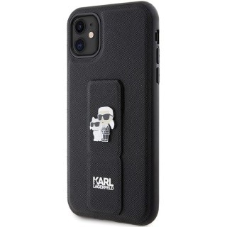 Karl Lagerfeld nakładka do iPhone 11 KLHCN61GSAKCPK czarna HC GRIPSTAND SAFFIANO KC PINS
