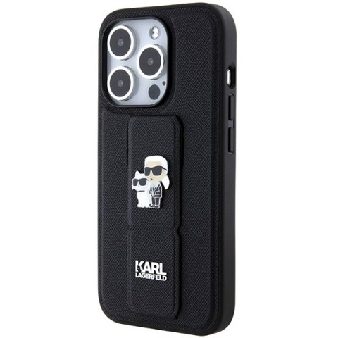 Karl Lagerfeld nakładka do iPhone 14 Pro Max 6,7" KLHCP14XGSAKCPK czarna HC GRIPSTAND SAFFIANO KC PINS