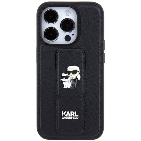 Karl Lagerfeld nakładka do iPhone 14 Pro Max 6,7" KLHCP14XGSAKCPK czarna HC GRIPSTAND SAFFIANO KC PINS