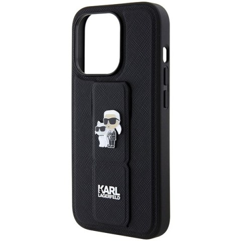 Karl Lagerfeld nakładka do iPhone 14 Pro Max 6,7" KLHCP14XGSAKCPK czarna HC GRIPSTAND SAFFIANO KC PINS