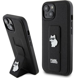 Karl Lagerfeld nakładka do iPhone 15 6,1" KLHCP15SGSACHPK czarna HC GRIPSTAND SAFFIANO CHOUPETTE PINS