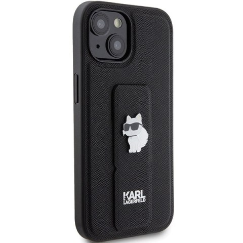 Karl Lagerfeld nakładka do iPhone 15 6,1" KLHCP15SGSACHPK czarna HC GRIPSTAND SAFFIANO CHOUPETTE PINS