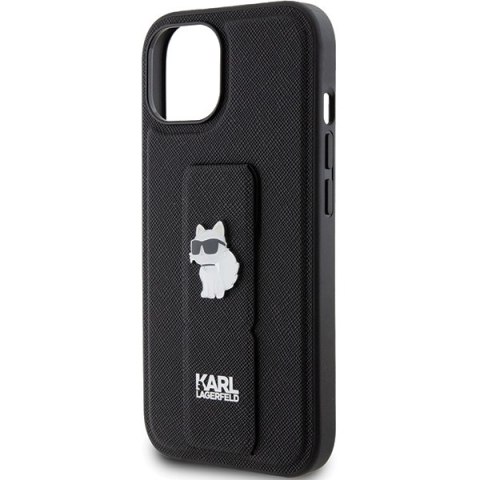 Karl Lagerfeld nakładka do iPhone 15 6,1" KLHCP15SGSACHPK czarna HC GRIPSTAND SAFFIANO CHOUPETTE PINS