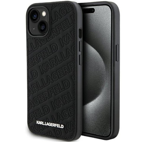 Karl Lagerfeld nakładka do iPhone 15 6,1" KLHCP15SPQKPMK czarna HC QUILTED K PATTERN