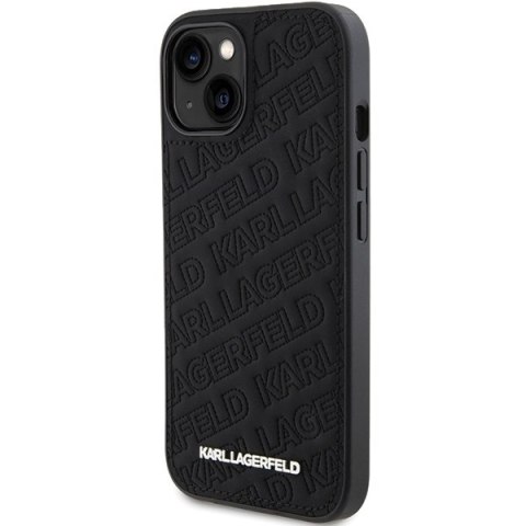 Karl Lagerfeld nakładka do iPhone 15 6,1" KLHCP15SPQKPMK czarna HC QUILTED K PATTERN