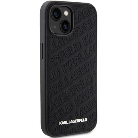 Karl Lagerfeld nakładka do iPhone 15 6,1" KLHCP15SPQKPMK czarna HC QUILTED K PATTERN