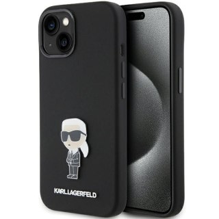 Karl Lagerfeld nakładka do iPhone 15 6,1" KLHCP15SSMHKNPK czarna HC SILICONE IKONIK METAL PIN