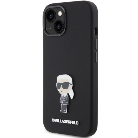 Karl Lagerfeld nakładka do iPhone 15 6,1" KLHCP15SSMHKNPK czarna HC SILICONE IKONIK METAL PIN