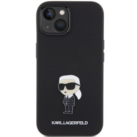 Karl Lagerfeld nakładka do iPhone 15 6,1" KLHCP15SSMHKNPK czarna HC SILICONE IKONIK METAL PIN