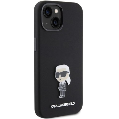 Karl Lagerfeld nakładka do iPhone 15 6,1" KLHCP15SSMHKNPK czarna HC SILICONE IKONIK METAL PIN