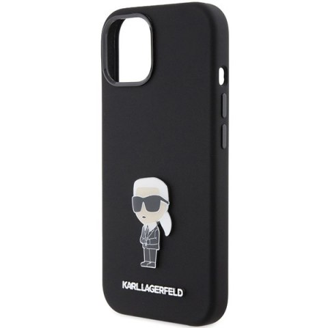 Karl Lagerfeld nakładka do iPhone 15 6,1" KLHCP15SSMHKNPK czarna HC SILICONE IKONIK METAL PIN
