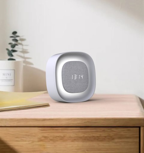 Budzik z nocną lampką LED PURE FNL-03 BJORN biały kwadratowy Forever Light