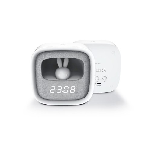 Budzik z nocnym króliczkiem LED PURE FNL-06 AURORA biały kwadratowy Forever Light