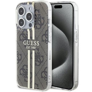 Guess nakładka do iPhone 15 Pro Max 6,7" GUHCP15XH4PSEGW brązowa HC IML 4G GOLD STRIPE