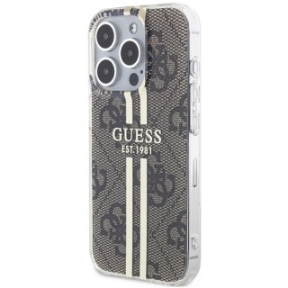 Guess nakładka do iPhone 15 Pro Max 6,7" GUHCP15XH4PSEGW brązowa HC IML 4G GOLD STRIPE