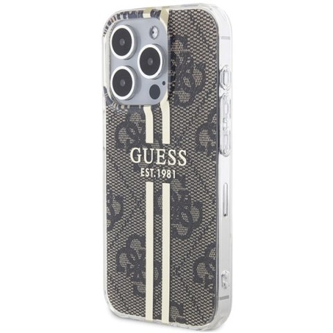 Guess nakładka do iPhone 15 Pro Max 6,7" GUHCP15XH4PSEGW brązowa HC IML 4G GOLD STRIPE