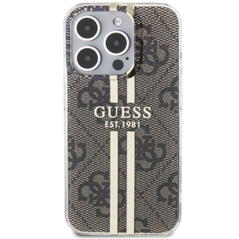 Guess nakładka do iPhone 15 Pro Max 6,7" GUHCP15XH4PSEGW brązowa HC IML 4G GOLD STRIPE