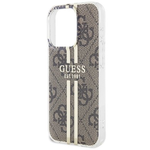 Guess nakładka do iPhone 15 Pro Max 6,7" GUHCP15XH4PSEGW brązowa HC IML 4G GOLD STRIPE