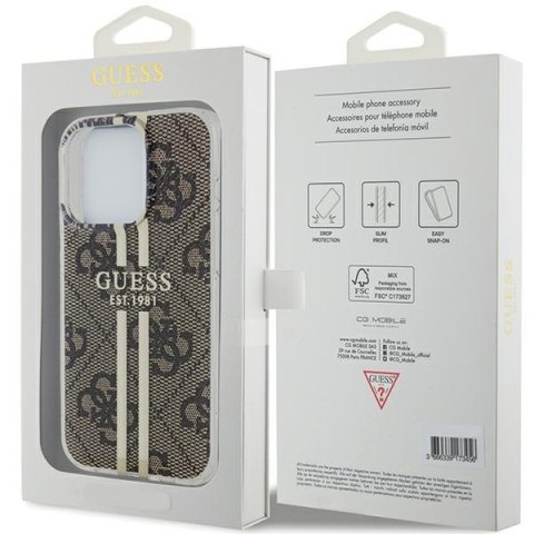 Guess nakładka do iPhone 15 Pro Max 6,7" GUHCP15XH4PSEGW brązowa HC IML 4G GOLD STRIPE