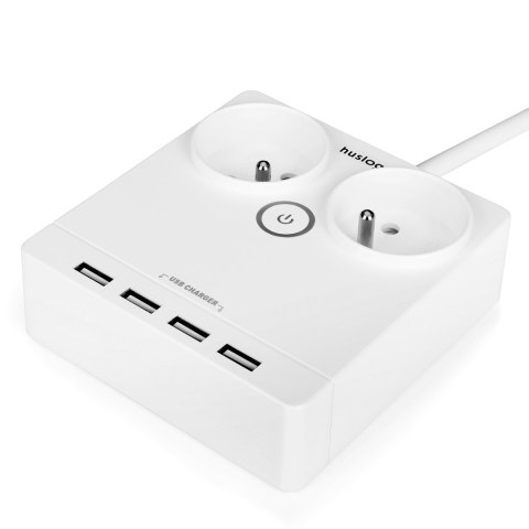 Huslog płaski przedłużacz z 2 gniazdami EMX-190124