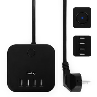 Huslog przedłużacz z 3 gniazdami czarny EMX-190224