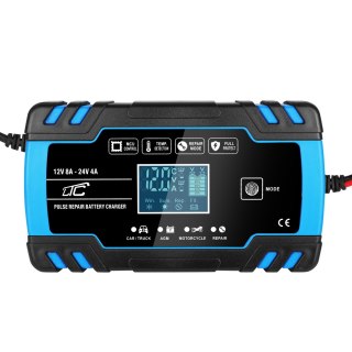 Ładowarka automatyczna, prostownik mikroprocesorowy LTC 12V 8A - 24V 4A niebieski