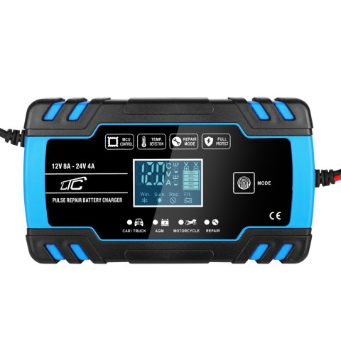 Ładowarka automatyczna, prostownik mikroprocesorowy LTC 12V 8A - 24V 4A niebieski