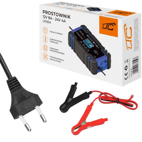 Ładowarka automatyczna, prostownik mikroprocesorowy LTC 12V 8A - 24V 4A niebieski