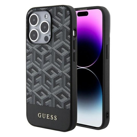 Guess nakładka do iPhone 14 Pro Max 6,7" GUHMP15XHGCFSEK czarna HC MAGSAFE GCUBE PU STRIPE