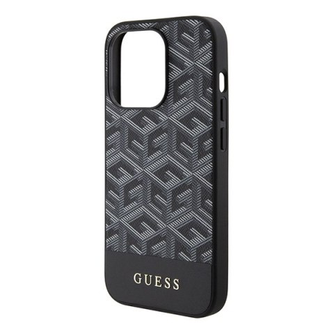 Guess nakładka do iPhone 14 Pro Max 6,7" GUHMP15XHGCFSEK czarna HC MAGSAFE GCUBE PU STRIPE