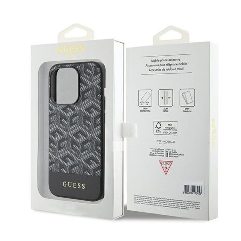 Guess nakładka do iPhone 14 Pro Max 6,7" GUHMP15XHGCFSEK czarna HC MAGSAFE GCUBE PU STRIPE