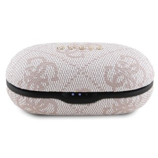 Guess słuchawki Bluetooth GUTWSP4EGP TWS ENC 4G PU METAL LOGO różowe