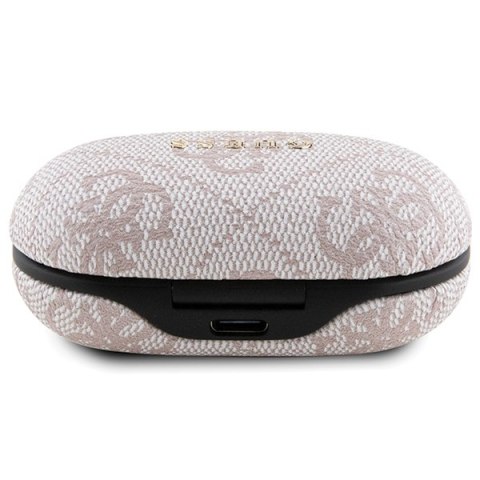 Guess słuchawki Bluetooth GUTWSP4EGP TWS ENC 4G PU METAL LOGO różowe