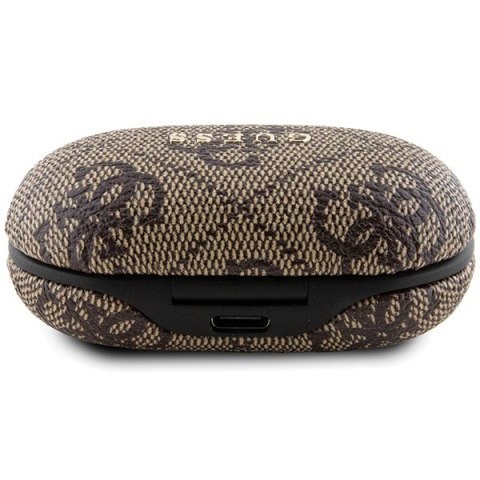 Guess słuchawki Bluetooth GUTWSP4EGW TWS ENC 4G PU METAL LOGO brązowe