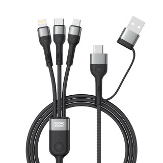 XO kabel NB254 6w1 USB - USB-C + USB-C + microUSB + Lightning 1,2m czarny
