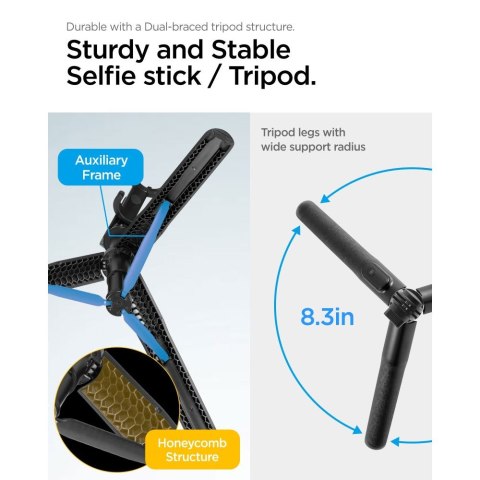 Spigen S560W Bluetooth selfie stick tripod czarny