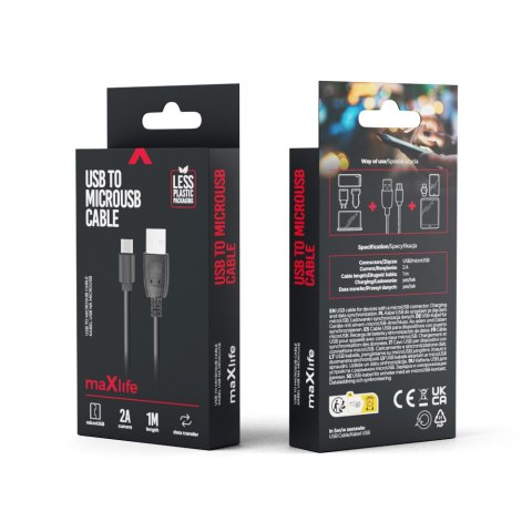 Maxlife kabel USB - microUSB 1,0 m 2A czarny