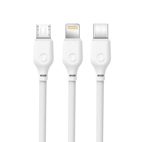 XO kabel NB103 3w1 USB - Lightning + USB-C + microUSB 1,0 m 2,1A biały