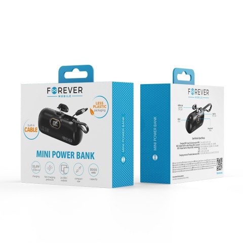 Forever mini power bank MTB-100 22.5W 5000 mAh USB C czarny