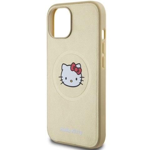 Nakładka Hello Kitty do iPhone 15 / 14 / 13 6,1" złota hardcase Leather Kitty Head MagSafe