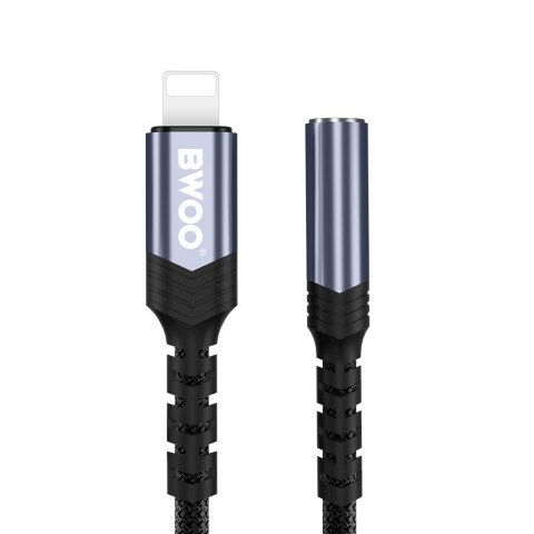 BWOO adapter AUX 3.5mm - Lightning czarny BZ48