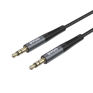 BWOO kabel AUX 3.5mm - 3.5mm Nylonowy + Aluminiowa obudowa BO-AUX064 czarny