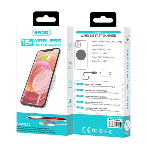 BWOO ładowarka bezprzewodowa PD WL-12 15W biała