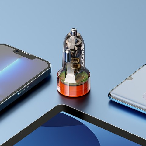 BWOO ładowarka samochodowa PD 1x USB-C 1x USB 38W transparentna