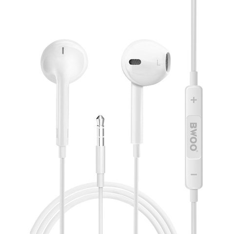 BWOO słuchawki BO-HF05 Wired Earphone 3.5mm stereo białe