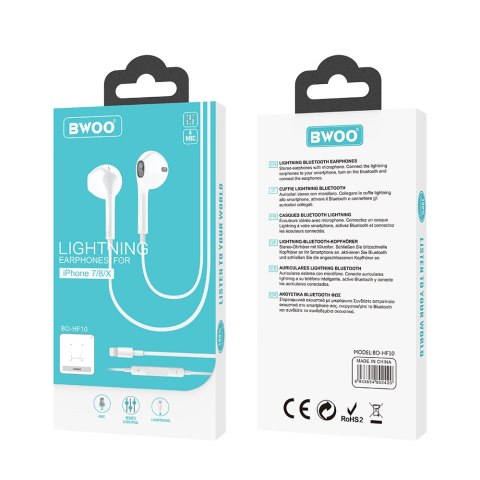 BWOO słuchawki BO-HF10 Wired Earphone lightning stereo białe